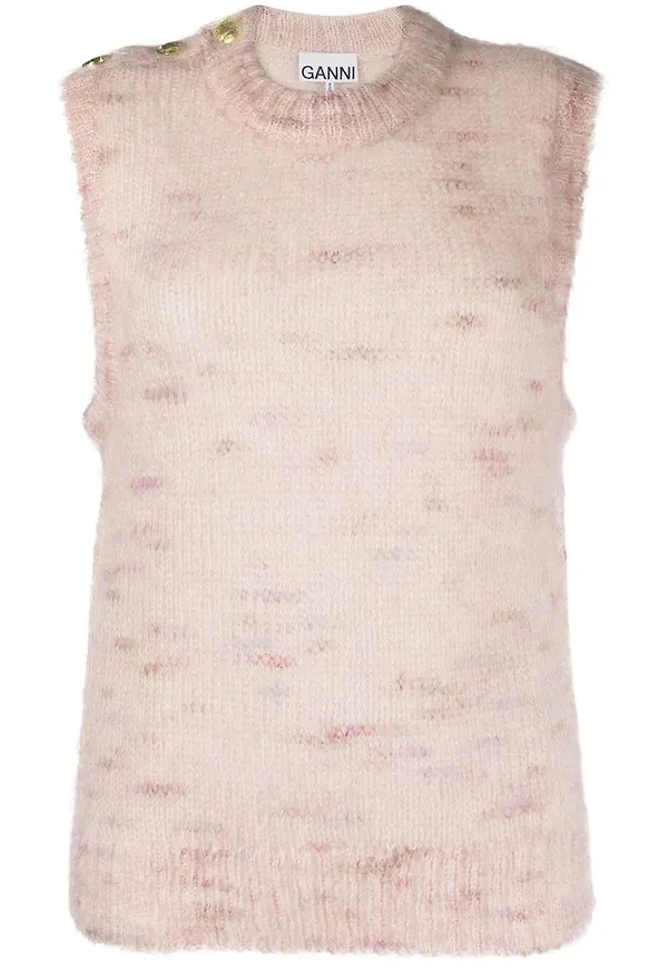 GANNI finstickad ärmlös topp - Rosa