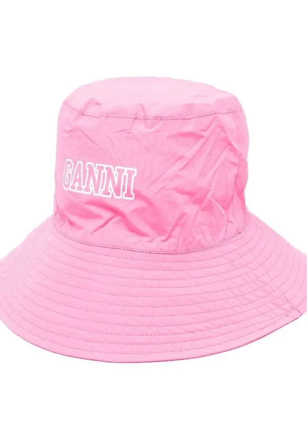 GANNI fiskehatt med logotyp - Rosa