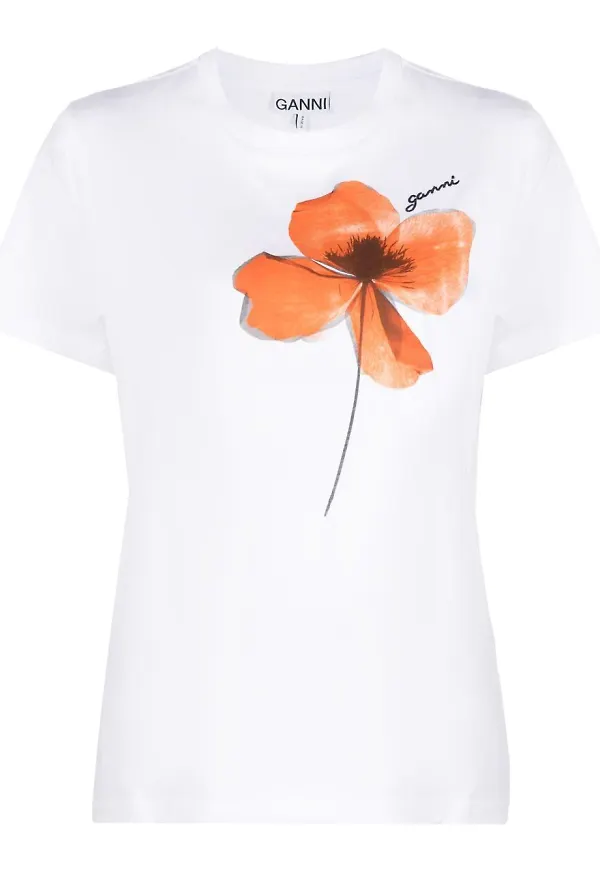 GANNI Flower t-shirt - Vit