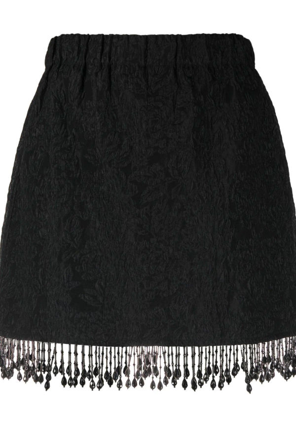 GANNI fransig kjol i jacquard - Svart