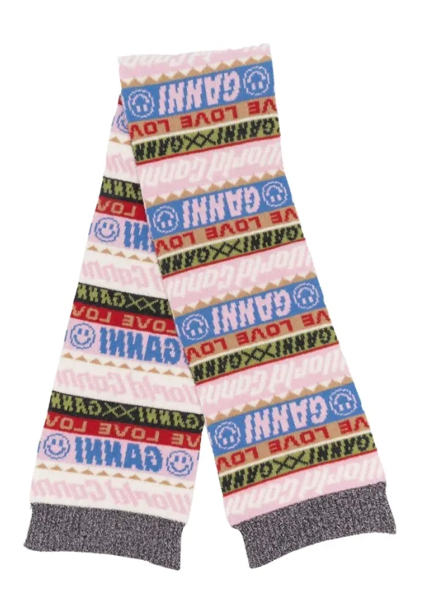 Ganni Ganni Scarfs Red Blå, Dam