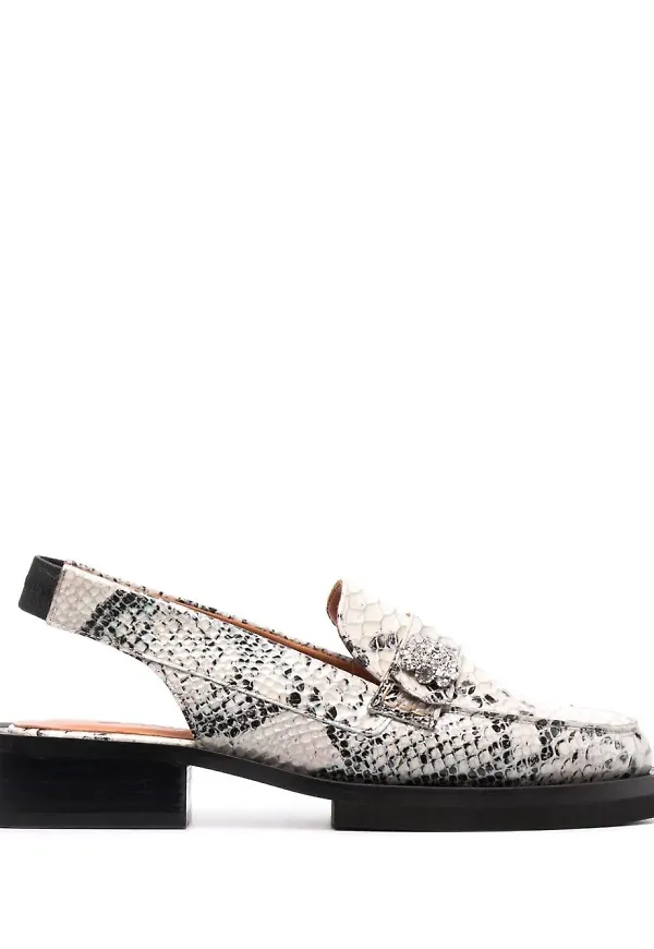 GANNI grova slingback-loafers - Grå