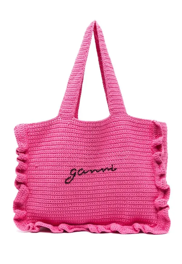 GANNI grovstickad totebag - Rosa