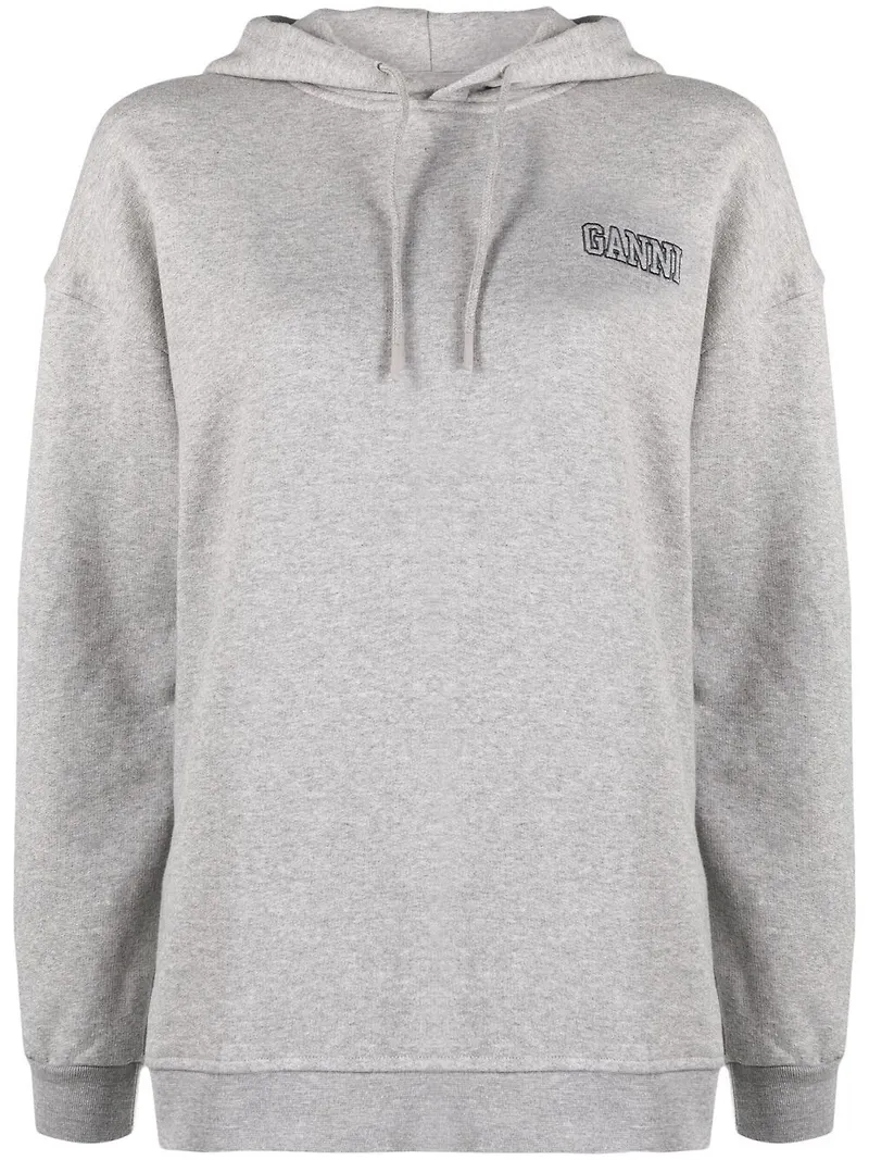 GANNI hoodie med broderad logotyp - Grå