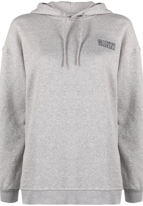 GANNI hoodie med broderad logotyp - Grå