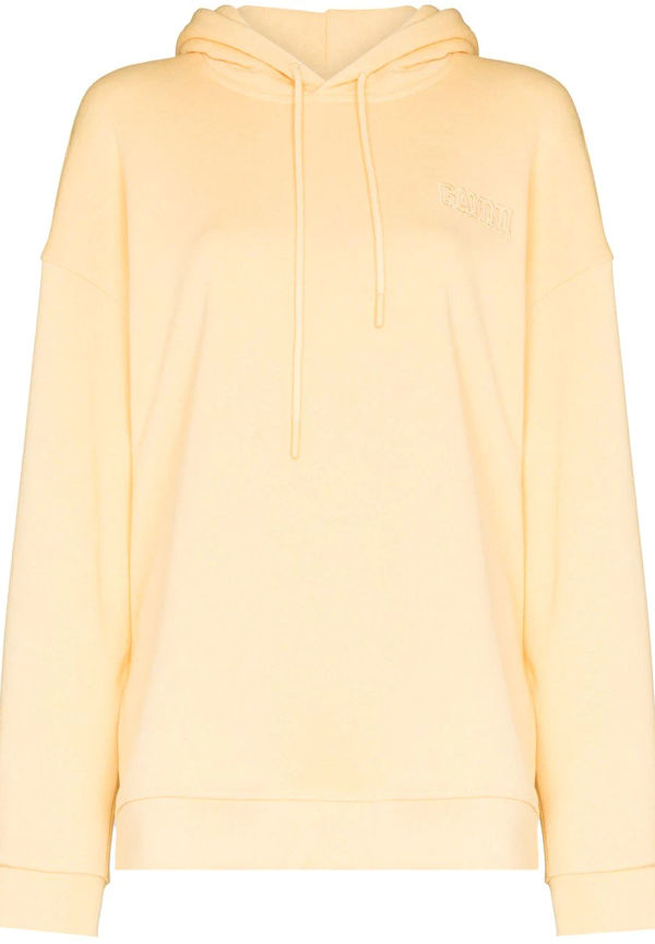 GANNI hoodie med broderad logotyp - Gul