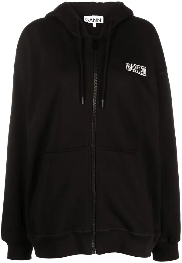 GANNI hoodie med broderad logotyp - Svart