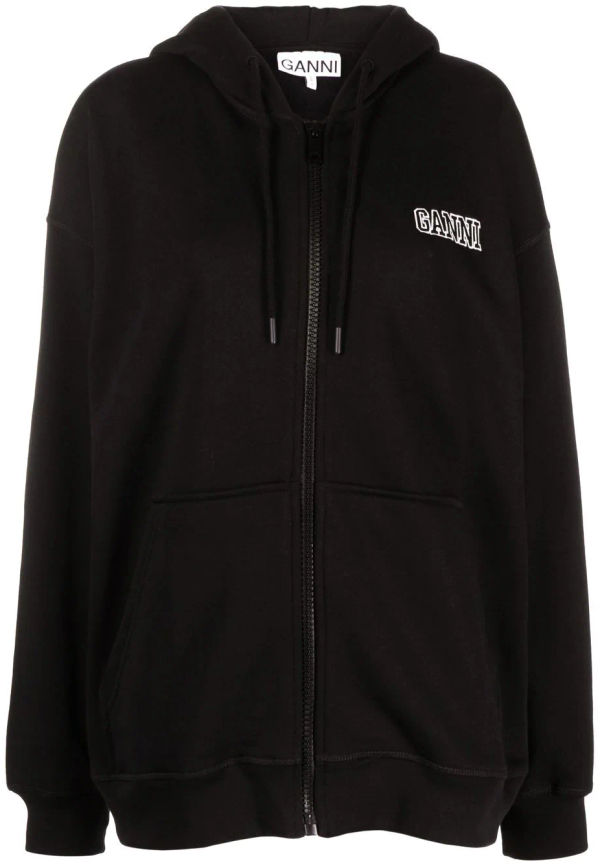 GANNI hoodie med broderad logotyp - Svart