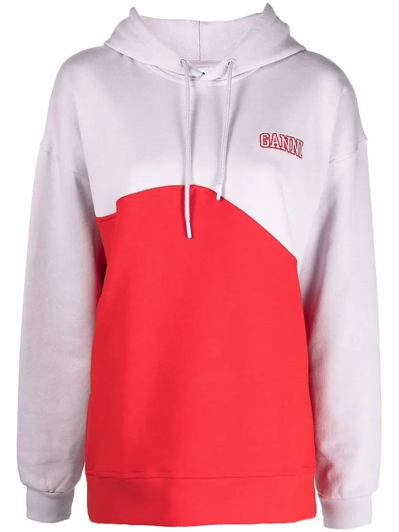 GANNI hoodie med panel - Lila