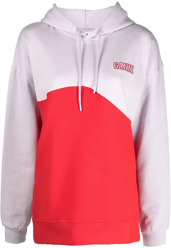 GANNI hoodie med panel - Lila