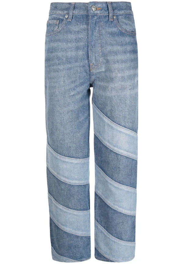 GANNI jeans med diagonala ränder - Blå