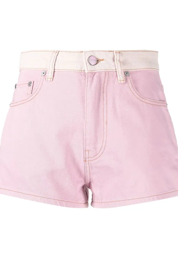 GANNI jeansshorts med panel - Rosa