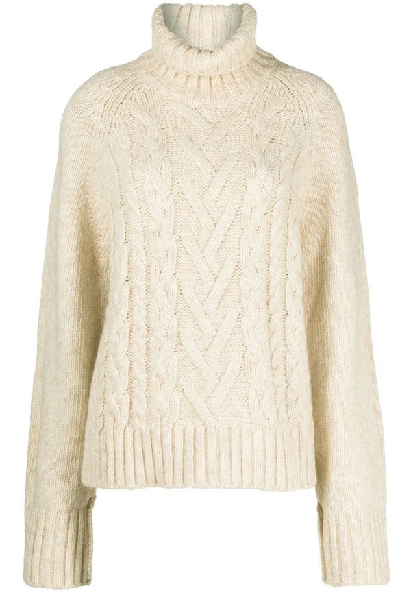 GANNI kabelstickad tröja i oversize-modell - Neutral