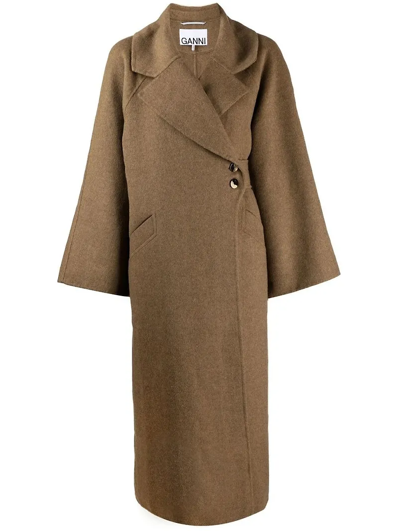 GANNI kappa i oversize-modell med knäppning - Grön