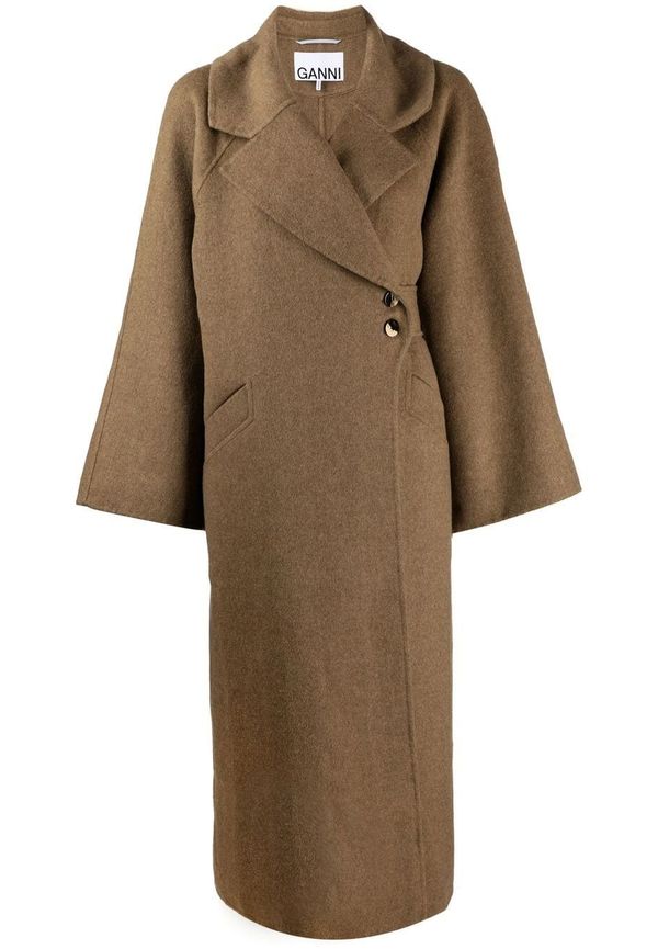 GANNI kappa i oversize-modell med knäppning - Grön