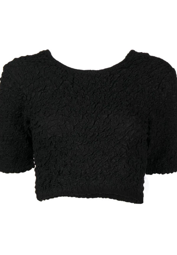 GANNI kortärmad croptop - 099 BLACK