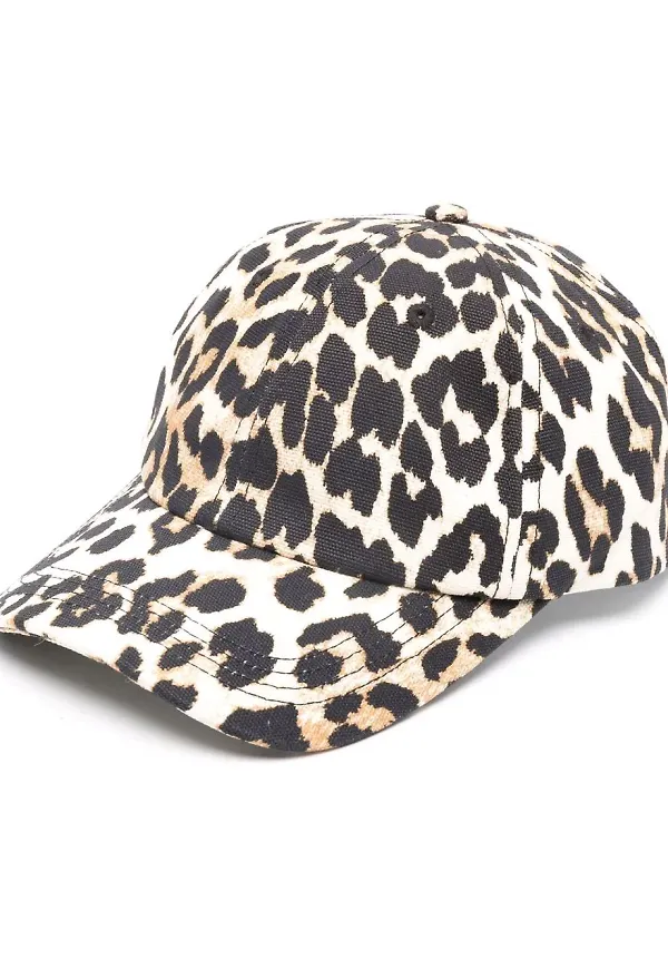 GANNI leopardmönstrad basebollkeps - Brun