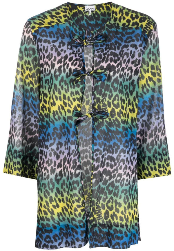 GANNI leopardmönstrad blus - Blå