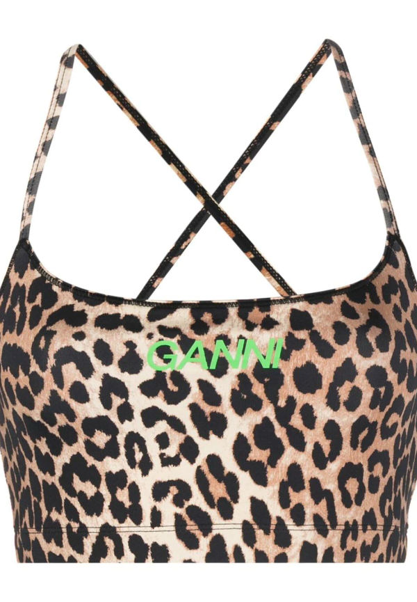 GANNI leopardmönstrad croptop - Brun