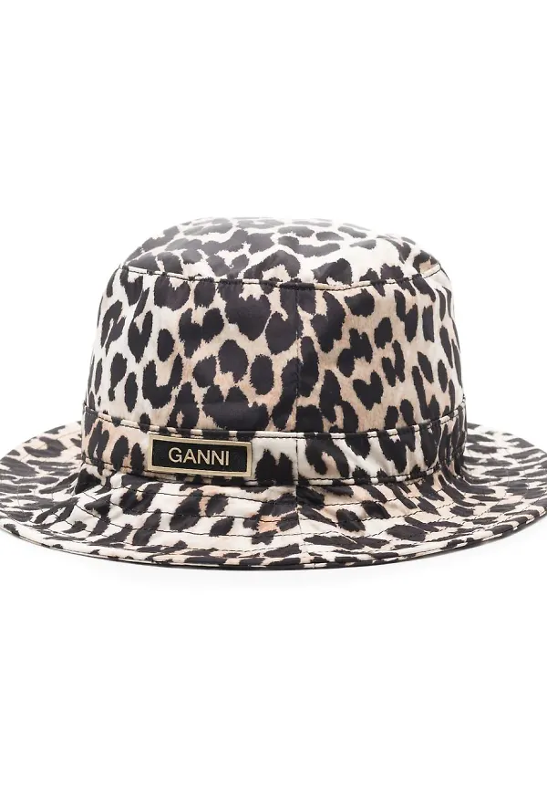 GANNI leopardmönstrad fiskehatt - Brun