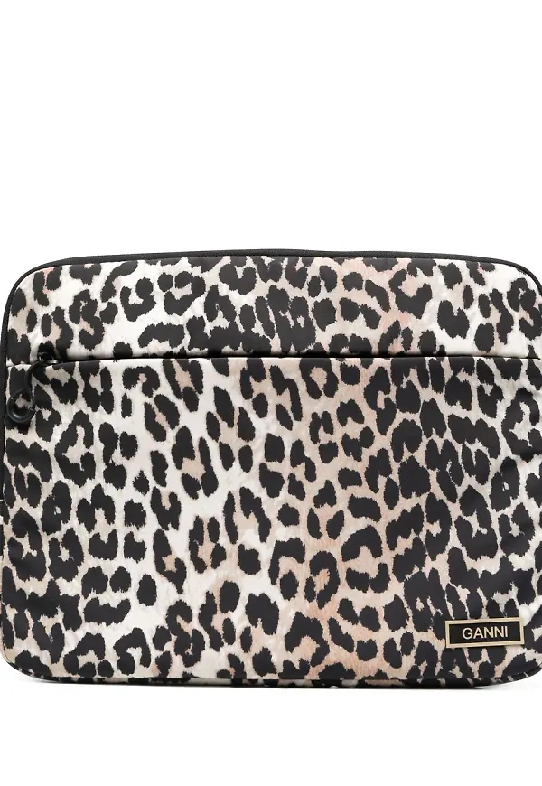 GANNI leopardmönstrad laptopväska - Brun
