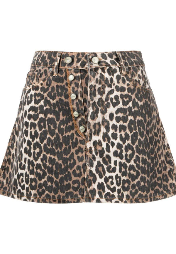 GANNI leopardmönstrad minikjol - Brun