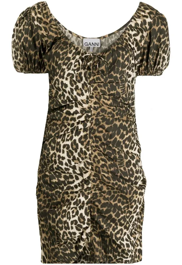 GANNI leopardmönstrad miniklänning - Brun