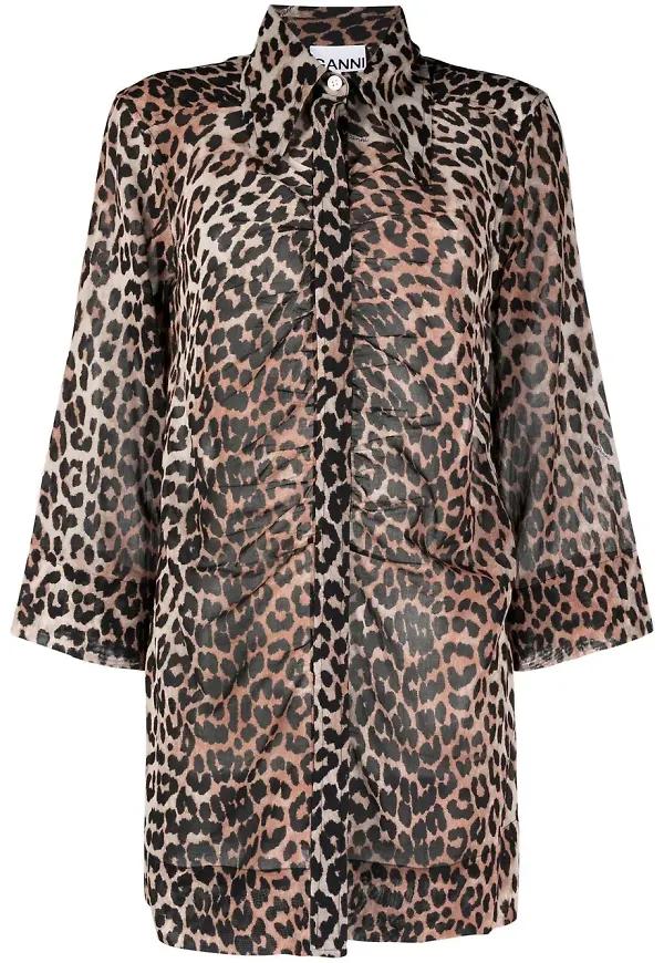 GANNI leopardmönstrad skjorta - Brun