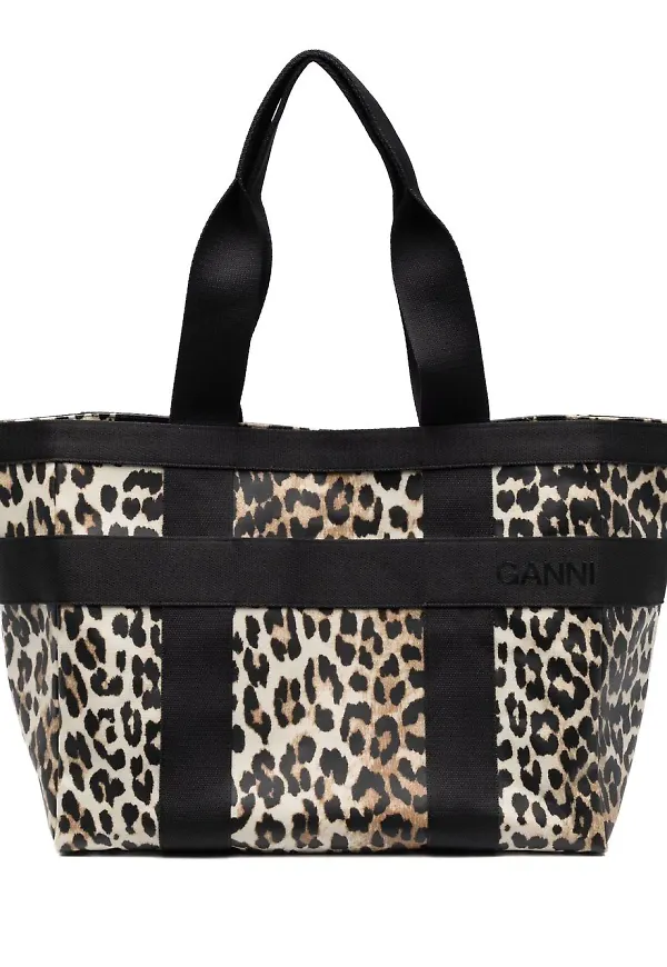 GANNI leopardmönstrad totebag - Neutral