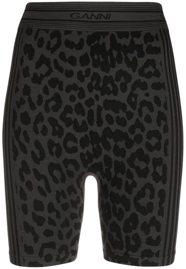 GANNI leopardmönstrade cykelshorts - Svart