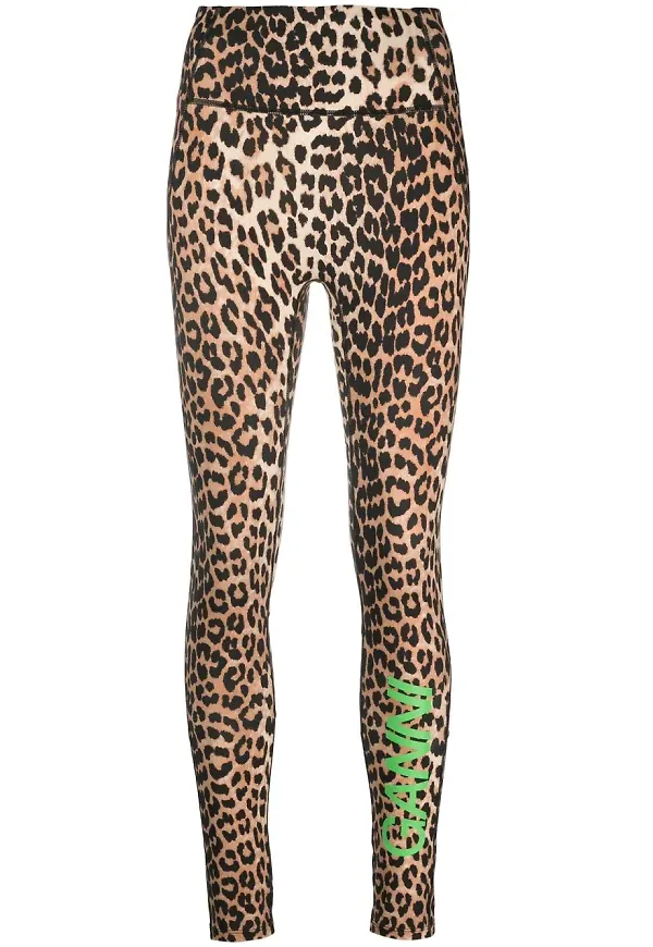GANNI leopardmönstrade leggings med hög midja - Brun
