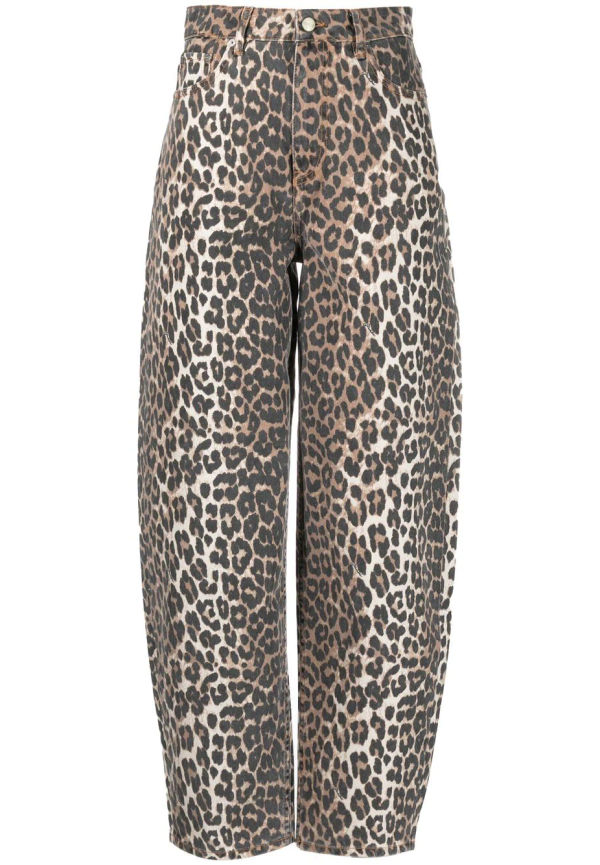 GANNI leopardmönstrade tapered-jeans - Neutral