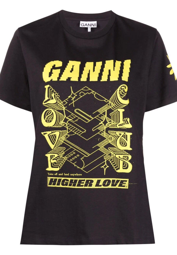 GANNI Love t-shirt med logotyp - Svart