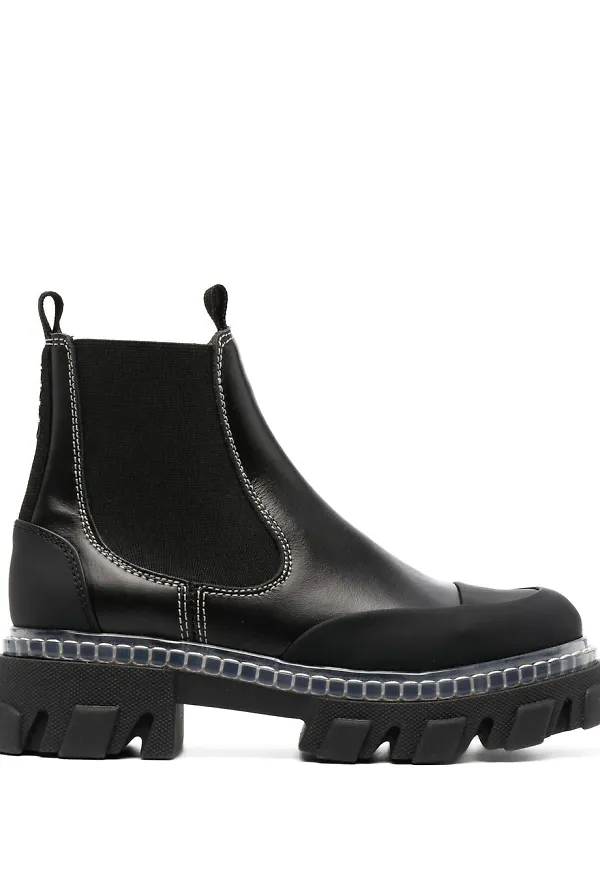 GANNI läderstövlar i slip on-modell - Svart