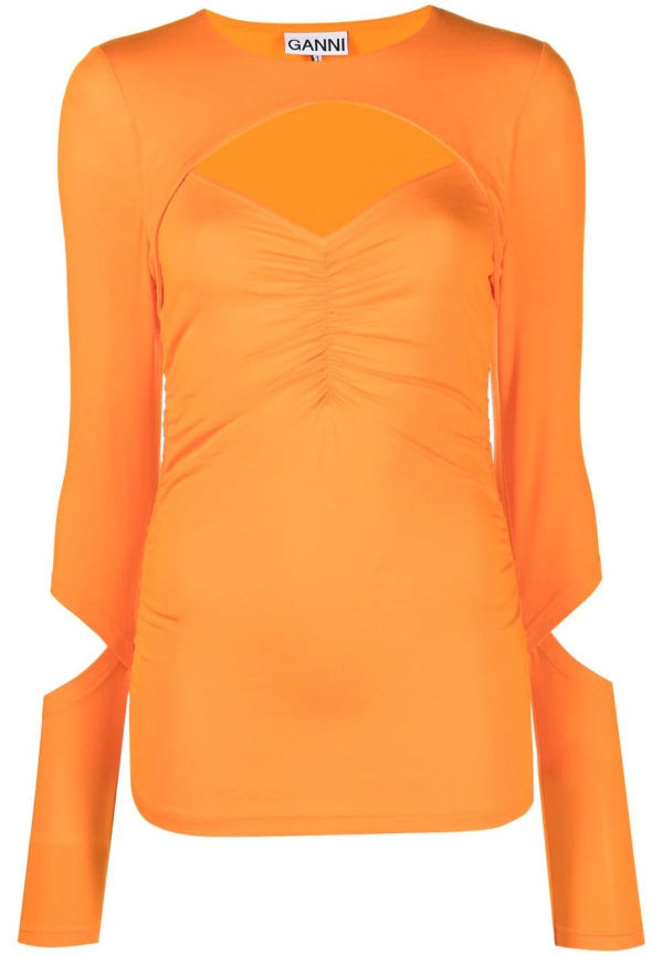 GANNI långärmad topp - Orange