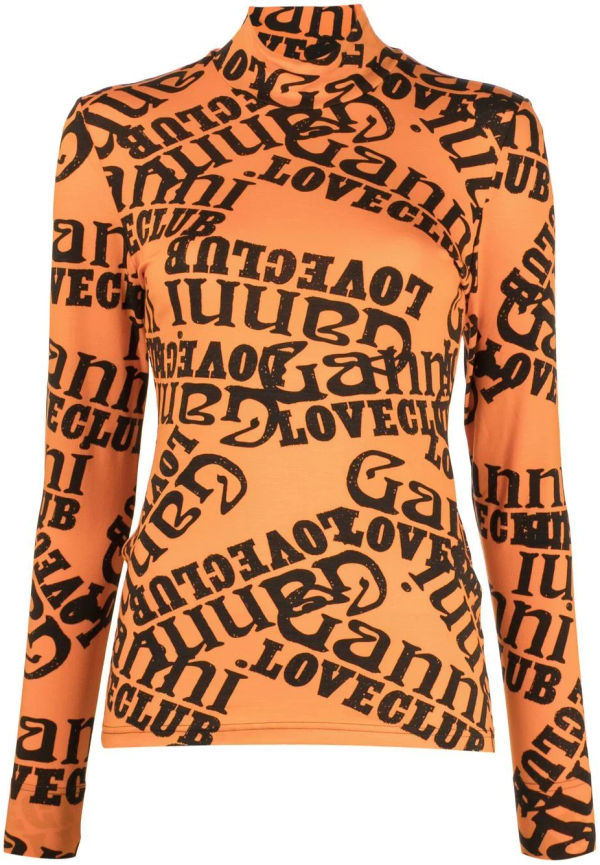 GANNI långärmad tröja med logotyp - Orange