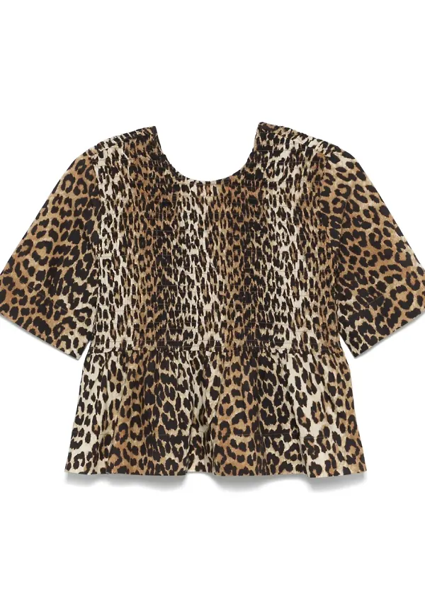 GANNI mönstrad leopardmönstrad blus - Brun