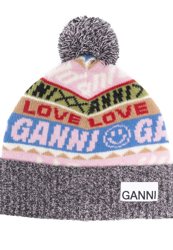 GANNI mössa med broderad logotyp - Rosa