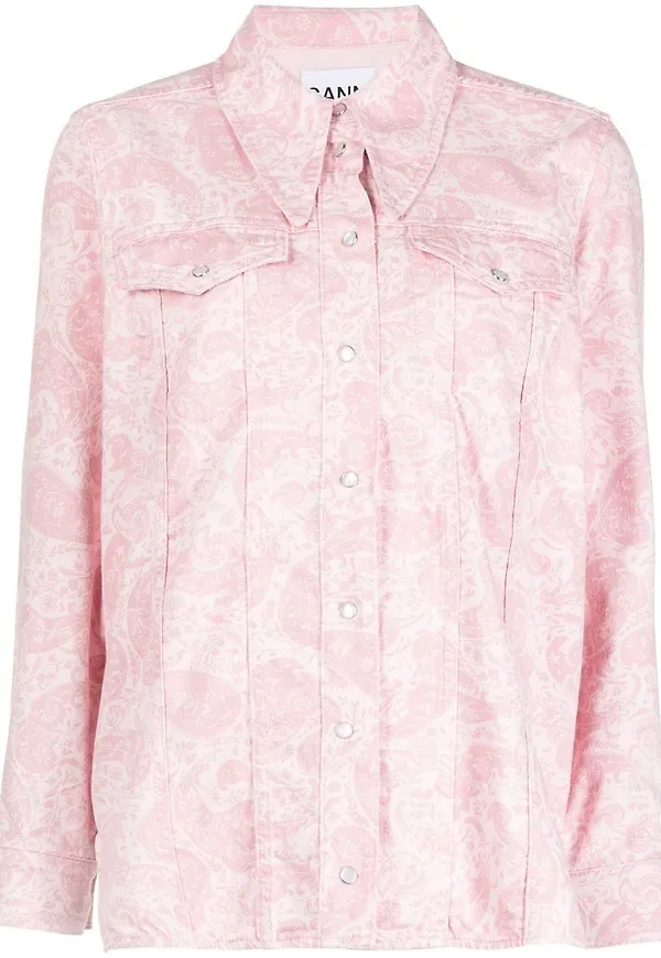 GANNI paisleymönstrad jeansjacka - Rosa