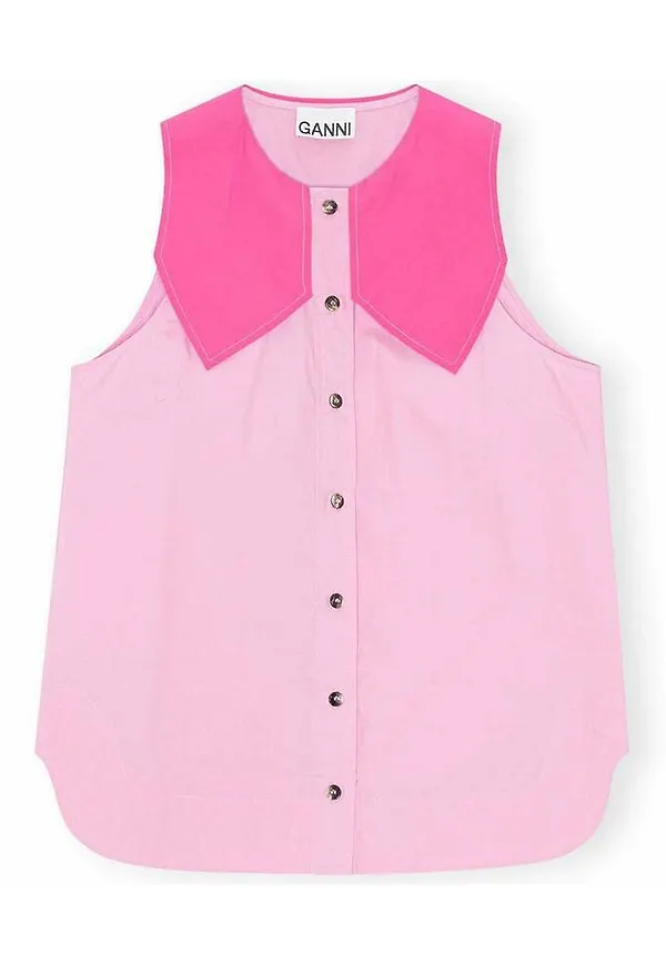 Ganni Poplin Shirt Rosa, Dam