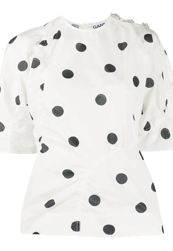 GANNI prickig blus - Vit