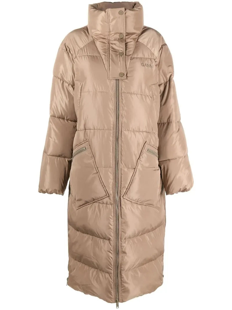 GANNI puffkappa i oversize-modell - Brun