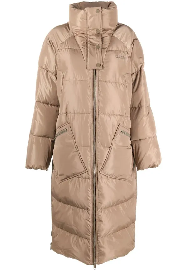 GANNI puffkappa i oversize-modell - Brun