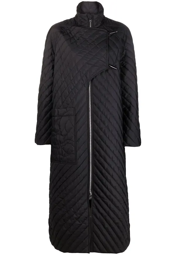 GANNI quiltad parkas i återvunnen polyester - Svart