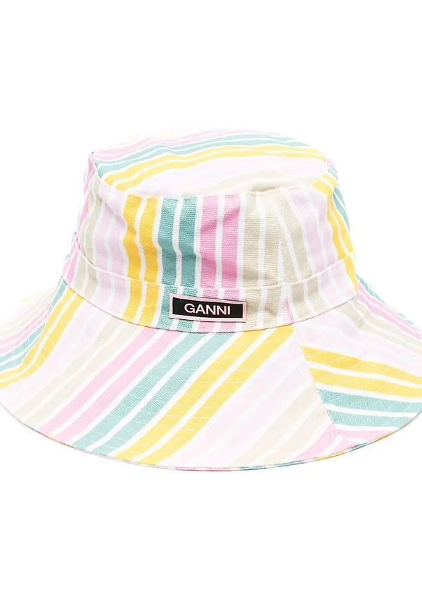 GANNI randig fiskehatt - Rosa