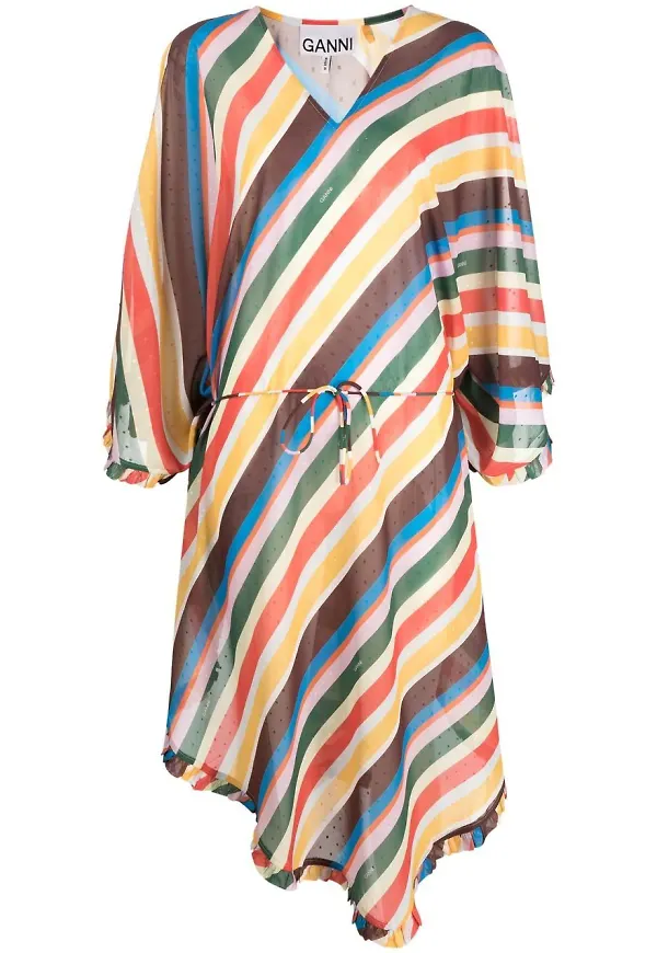 GANNI randig kaftan - Neutral