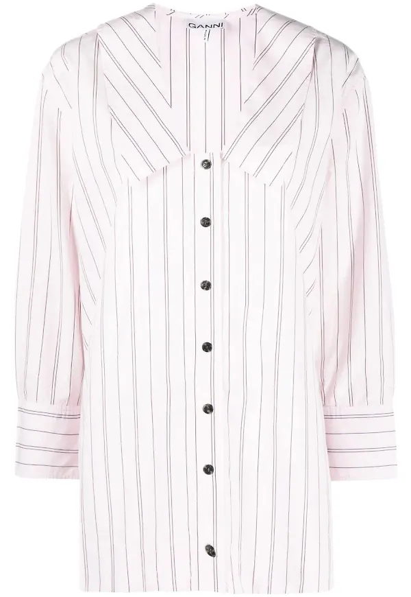 GANNI randig t-shirt - Rosa