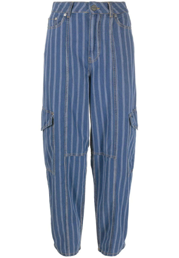 GANNI randiga cargobyxor i denim - Blå