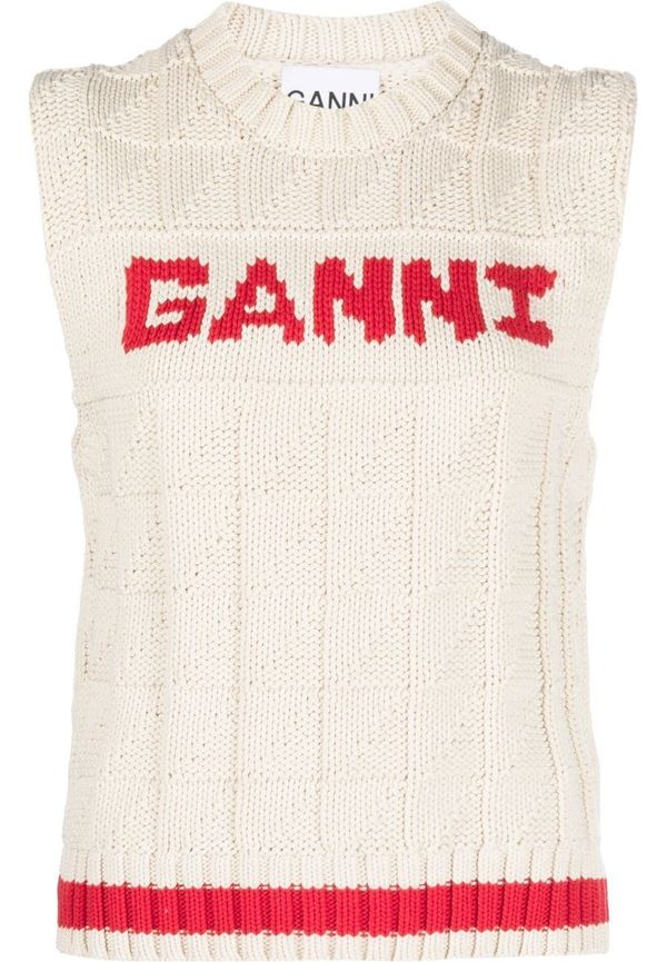 GANNI Rope stickad väst med logotyp - Neutral