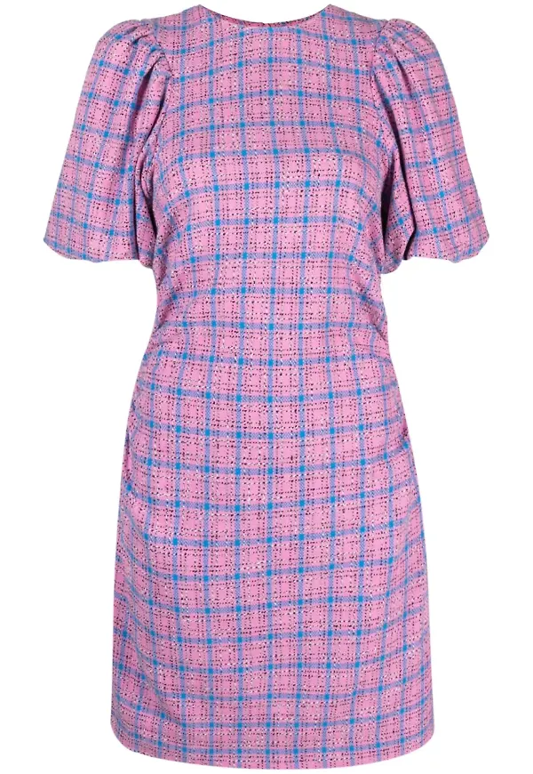 GANNI rutig miniklänning - Rosa